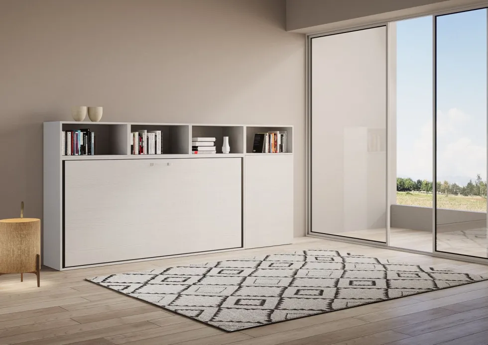 Letto singolo bianco frassino a scomparsa KNDA
