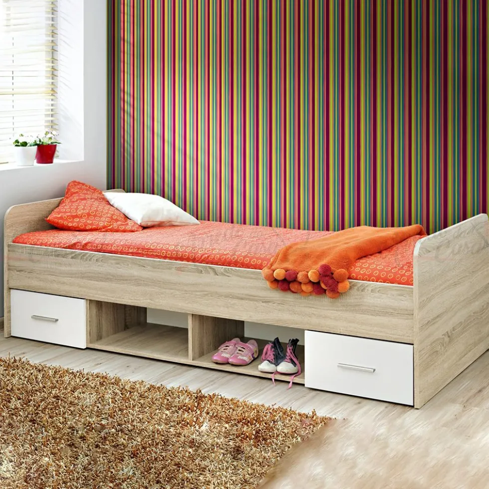 Letto singolo con cassetti contenitori LP2
