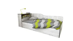 Letto singolo contenitore ad angolo con baule bianco legno 90x200 LI39