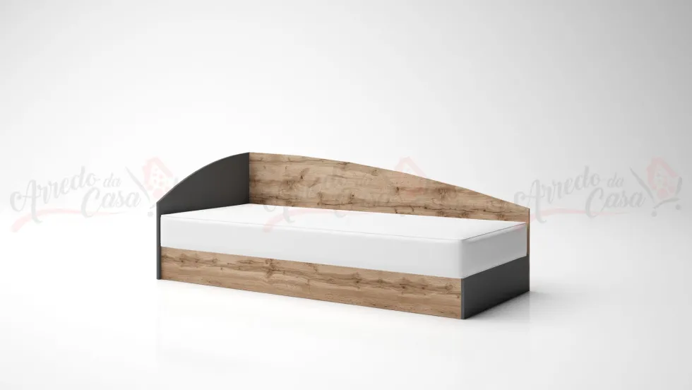 Letto singolo contenitore bianco lucido LG4