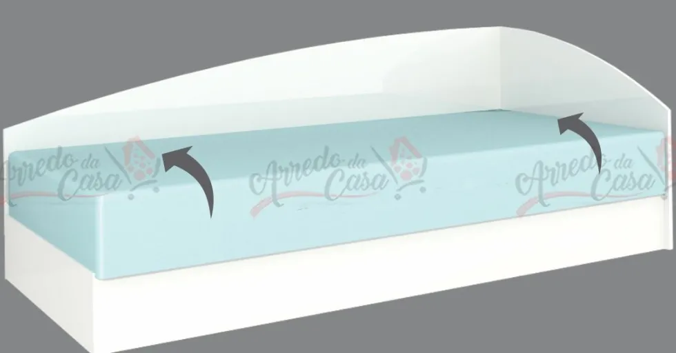 Letto singolo contenitore bianco lucido LG4