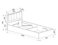 Letto singolo contenitore con testiera imbottita 90x200 LI34