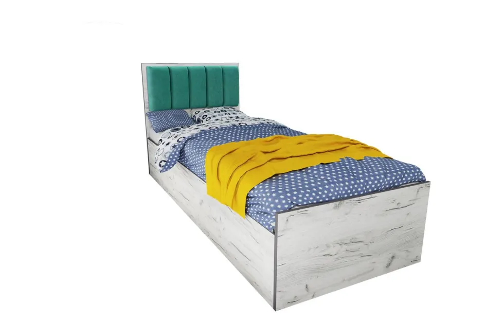 Letto singolo contenitore con testiera imbottita 90x200 LI34