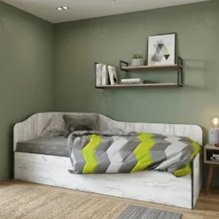 Letto singolo contenitore design ondulato ad angolo 90x200 LI37