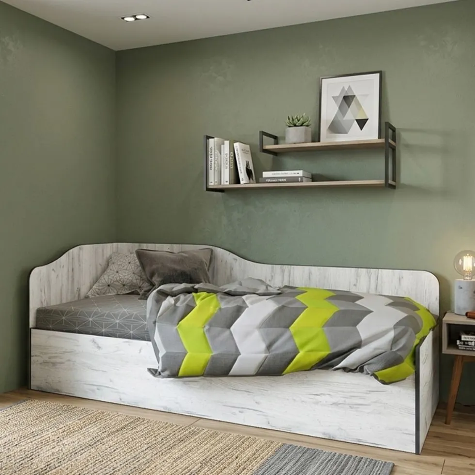 Letto singolo contenitore design ondulato ad angolo 90x200 LI37