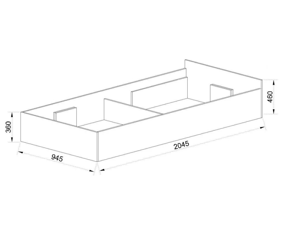 Letto singolo contenitore 90x200cm legno bianco LI27