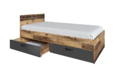 Letto singolo effetto legno e antracite con cassetti 90x200 LI35