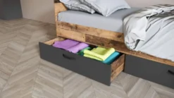Letto singolo effetto legno e antracite con cassetti 90x200 LI35