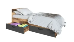 Letto singolo effetto legno e antracite con cassetti 90x200 LI35