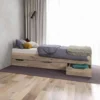 Letto singolo moderno con tre cassetti rovere chiaro 90x200 LI36