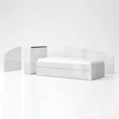 Letto singolo moderno 90x200 bianco lucido LG61