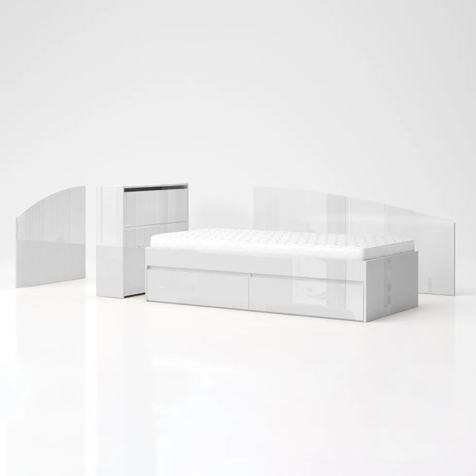 Letto singolo moderno 90x200 bianco lucido LG61
