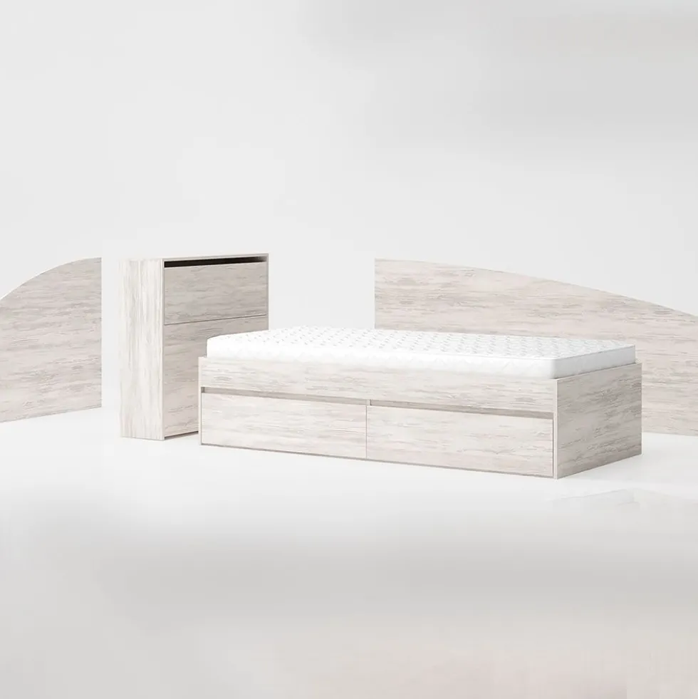 Letto singolo moderno 90x200 bianco legno LG61