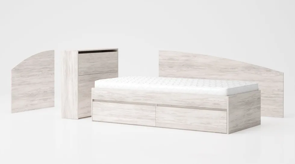 Letto singolo moderno 90x200 bianco legno LG61