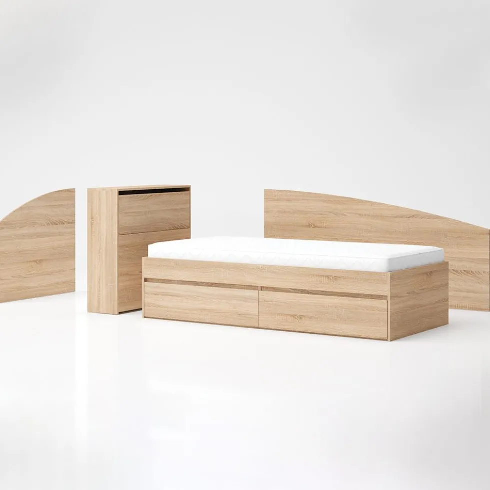 Letto singolo moderno 90x200 rovere LG61