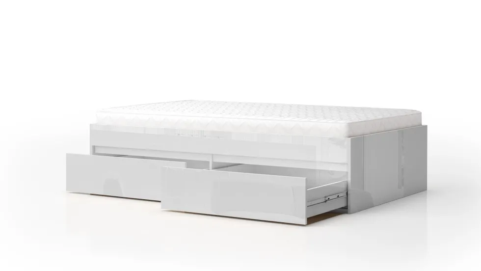 Letto una piazza e mezza moderno 120x200 bianco lucido LG62