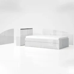 Letto una piazza e mezza moderno 120x200 bianco lucido LG62