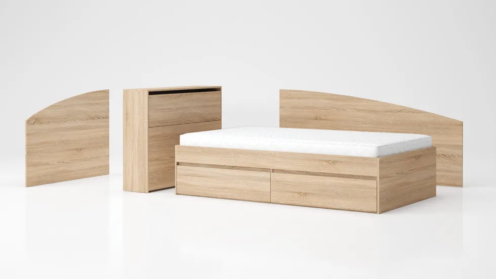 Letto una piazza e mezza moderno 120x200 rovere LG62