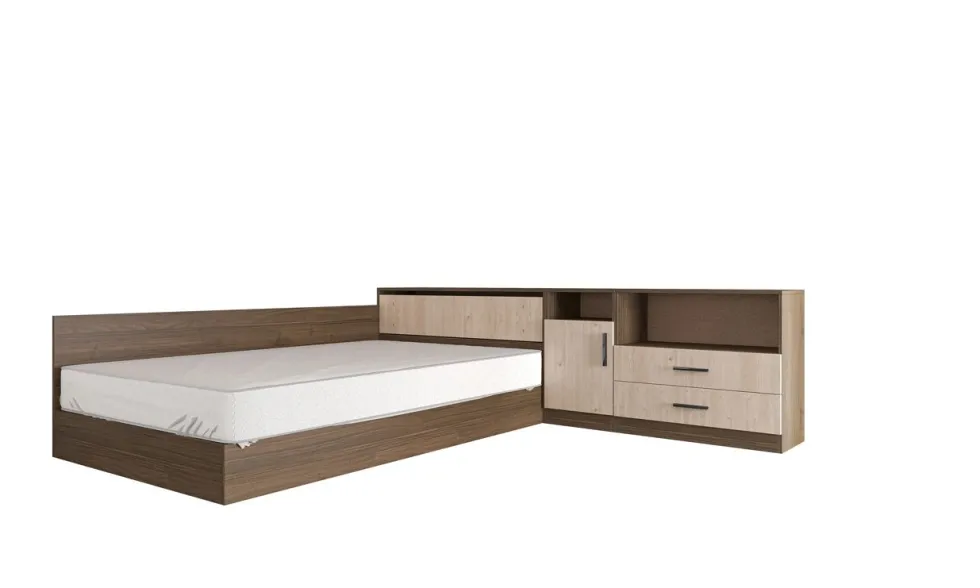 Letto una piazza e mezza 120x190 rovere chiaro e scuro LI2