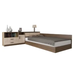 Letto una piazza e mezza 120x190 rovere chiaro e scuro LI2
