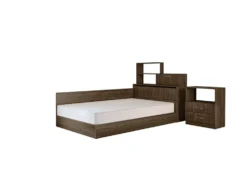 Letto una piazza e mezzo con cassetti noce LI3