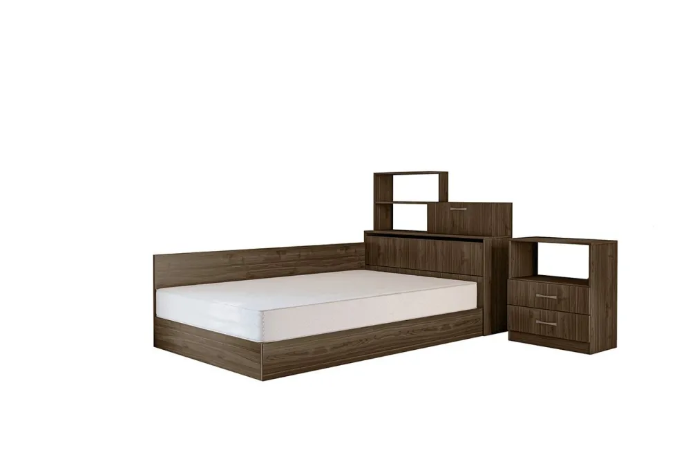 Letto una piazza e mezzo con cassetti noce LI3