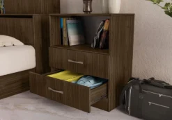 Letto una piazza e mezzo con cassetti noce LI3