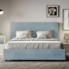 Letto 140x210cm alla francese con giroletto in microfibra azzurro LIT297