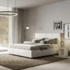 Letto 140x210cm alla francese con giroletto in similpelle bianco LIT295