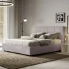 Letto 140x200cm alla francese con giroletto in microfibra glicine lilla LIT293