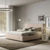 Letto 140x190cm alla francese con giroletto in similpelle tortora LIT287