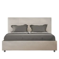 Letto 140x190cm alla francese con giroletto in microfibra sabbia beige LIT289