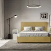 Letto 140x190cm alla francese con giroletto in microfibra ocra LIT289