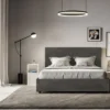 Letto 140x190cm alla francese con giroletto in microfibra grigio LIT289