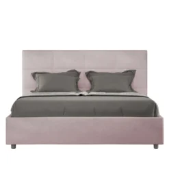 Letto 140x190cm alla francese con giroletto in microfibra glicine lilla LIT289