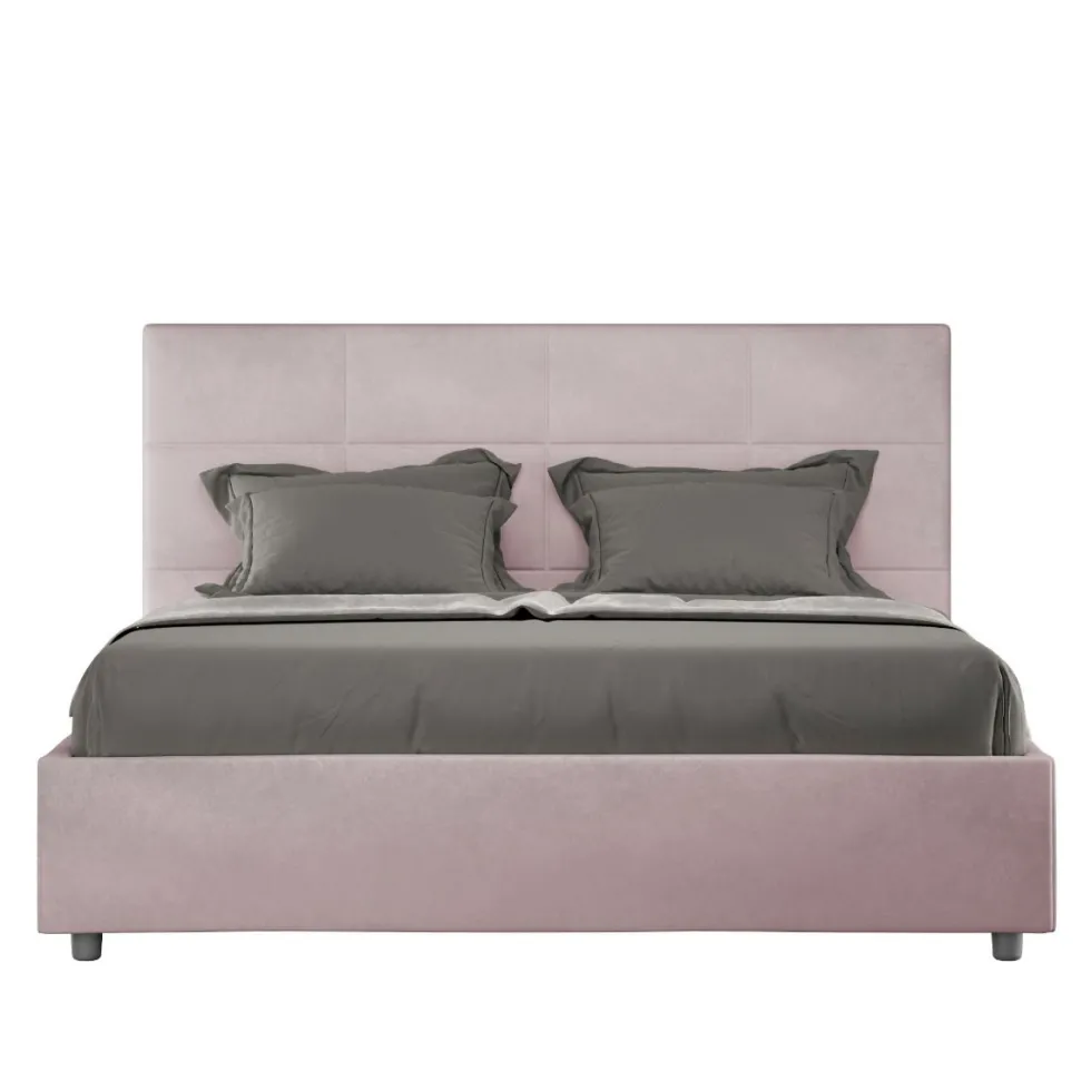 Letto 140x190cm alla francese con giroletto in microfibra glicine lilla LIT289