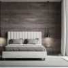 Letto 140x210cm alla francese con testiera trapuntata in similpelle bianco LIT331