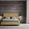 Letto 140x200cm alla francese con testiera trapuntata in microfibra ocra LIT329
