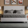 Letto 140x200cm alla francese con testiera trapuntata bianco LIT301