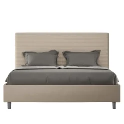 Letto 140x190cm alla francese con testiera trapuntata tortora LIT299