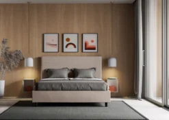 Letto 140x190cm alla francese con testiera trapuntata tortora LIT299