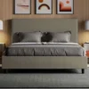 Letto 140x190cm alla francese con testiera trapuntata cappuccino LIT299