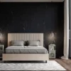 Letto 140x210cm alla francese con testiera a linee verticali tortora LIT321