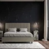 Letto 140x210cm alla francese con testiera a linee verticali cappuccino LIT321
