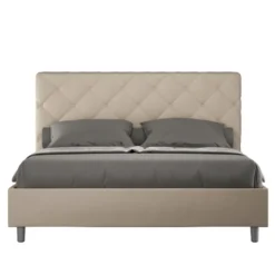 Letto 140x190cm alla francese con testiera a rombo tortora LIT311