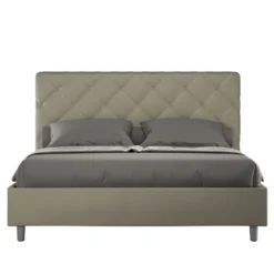 Letto 140x190cm alla francese con testiera a rombo cappuccino LIT311