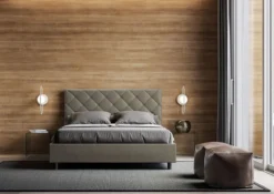 Letto 140x190cm alla francese con testiera a rombo cappuccino LIT311
