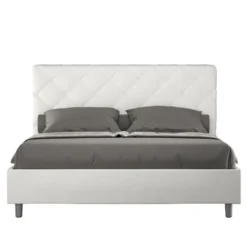 Letto 140x190cm alla francese con testiera a rombo bianco LIT311