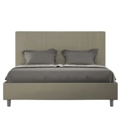 Letto 140x200cm alla francese con testiera a linee verticali cappuccino LIT319