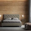 Letto 140x210cm alla francese con testiera a rombo cappuccino LIT315